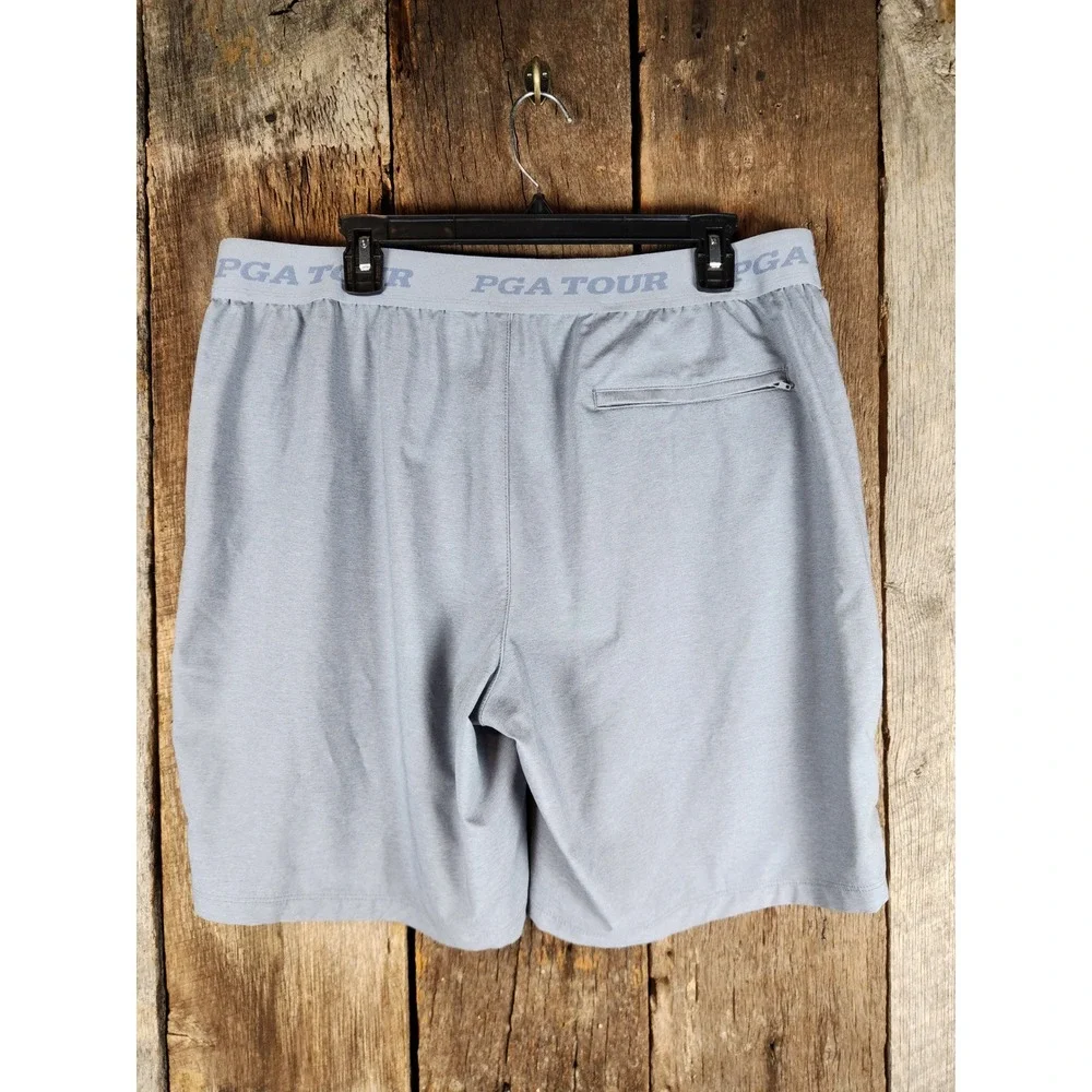 PGA Tour Mens Golf Shorts XL Gray Elastic Waist Drawstring Performance Active